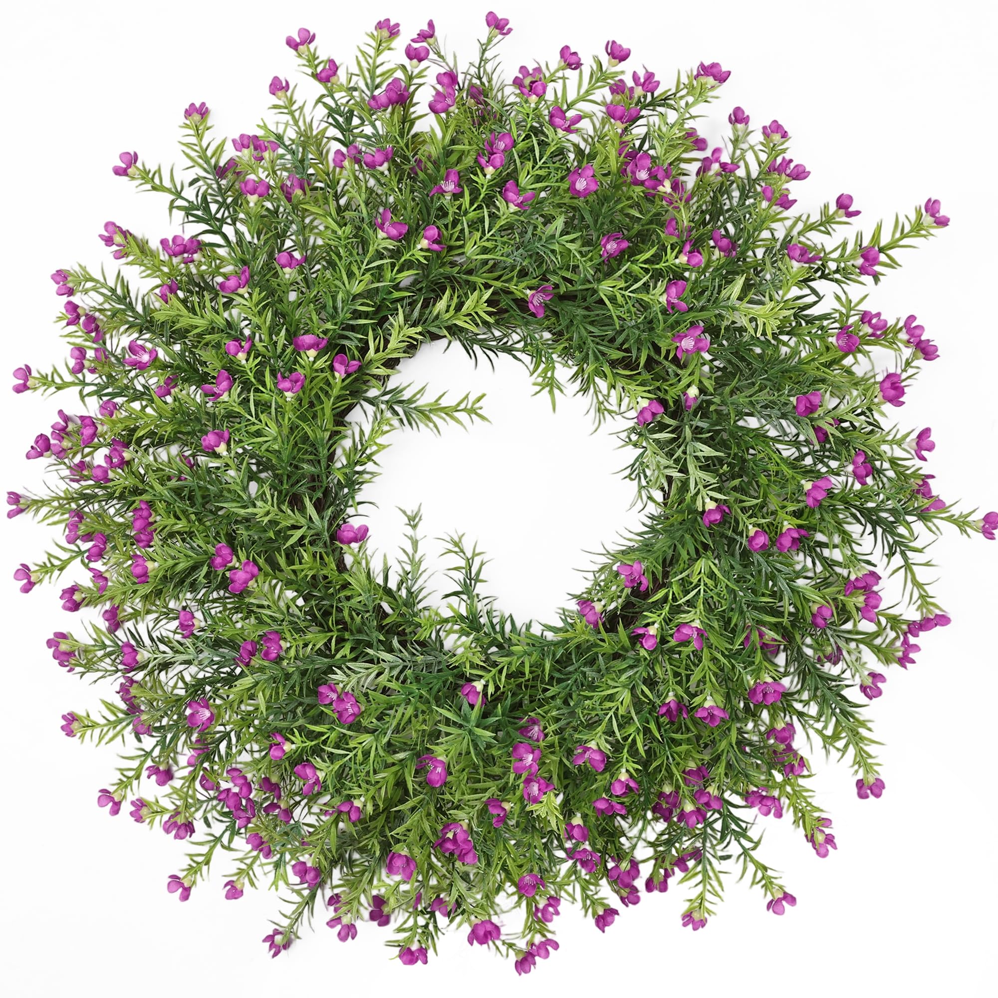 Zmtyykh Realistic 24-Inch Baby’s Breath Wreath on the front door enhances curb appeal.
