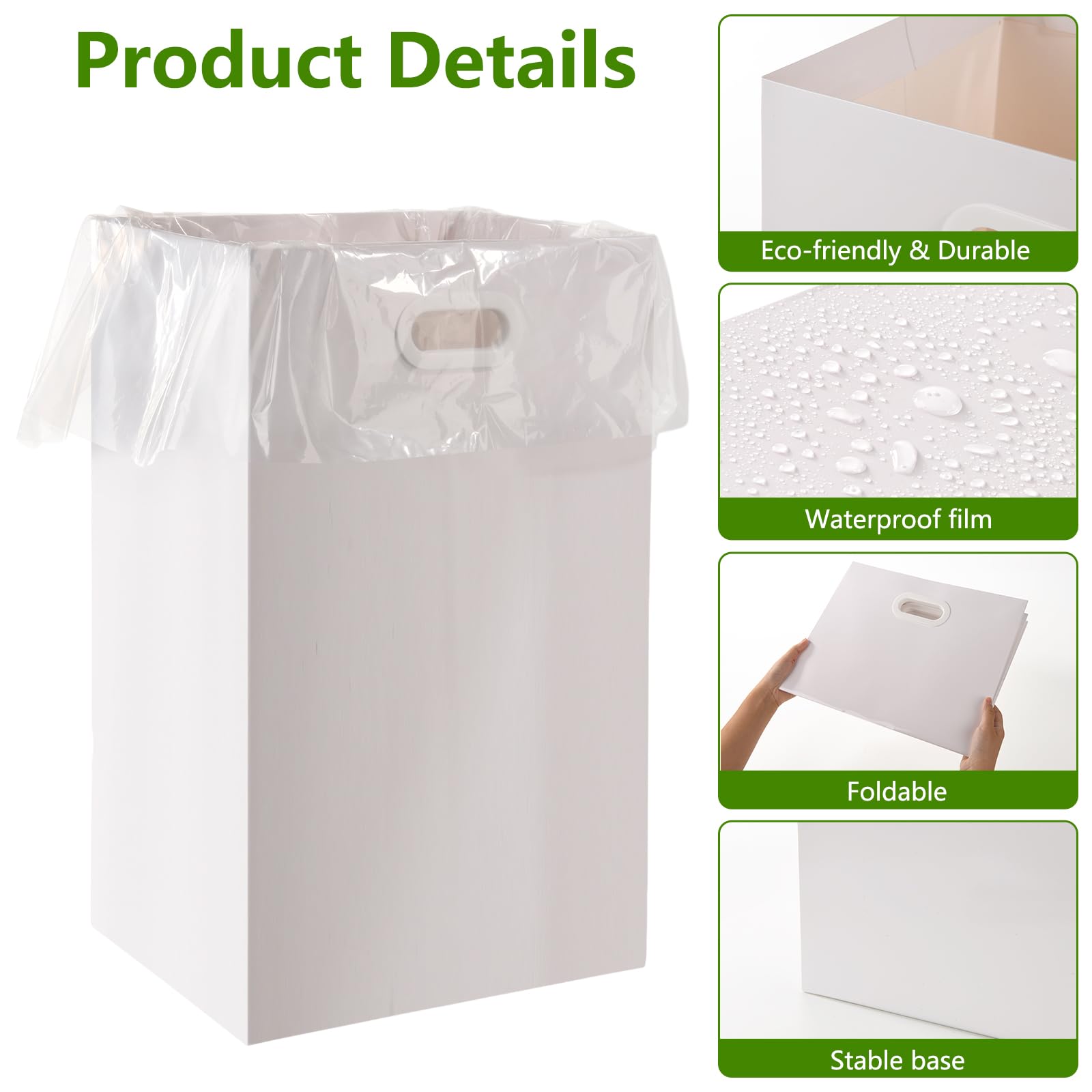 Zmybcpack heavy-duty paper trash bin with waterproof film, durable for events.