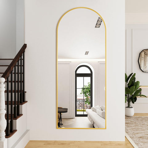 ZMYCZ arch full-length gold mirror complements modern living spaces.