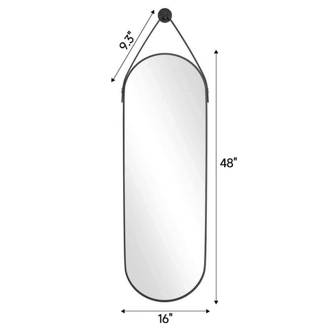 ZMYCZ black aluminum frame oval mirror with modern, durable styling.