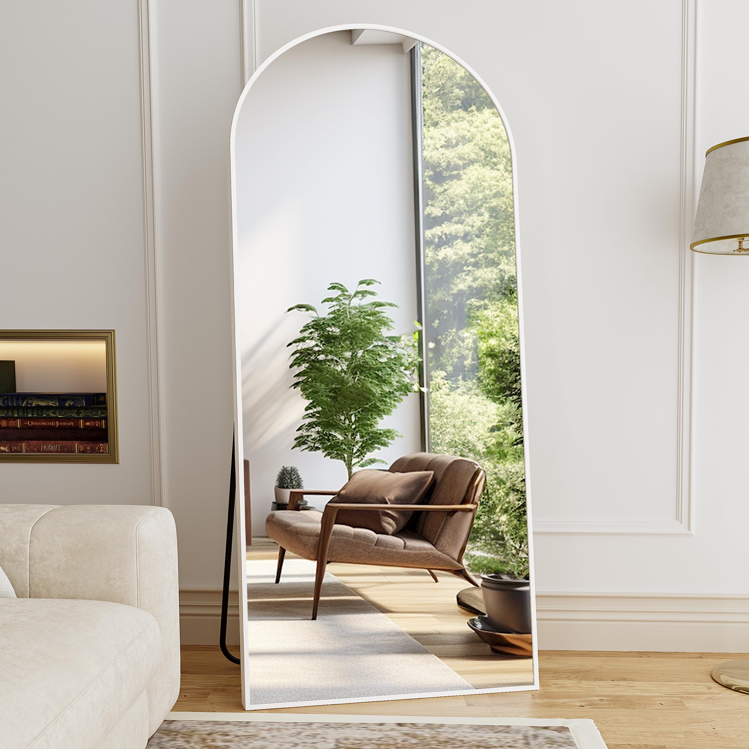 ZMYCZ freestanding arch mirror with stand adaptable to bedrooms and entryways.