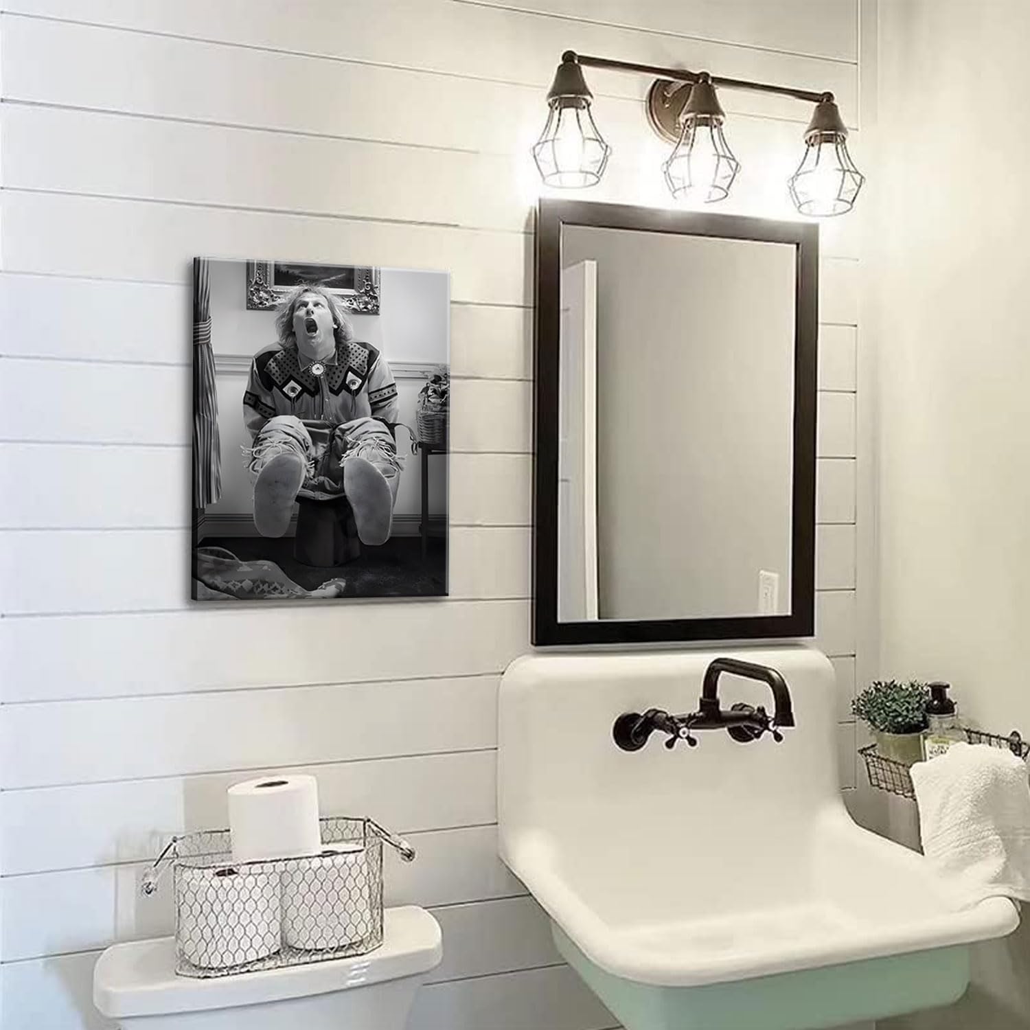 ZNHART bathroom decor Harry Dunne scene with playful flair.