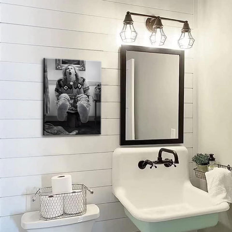 ZNHART bathroom decor Harry Dunne scene with playful flair.