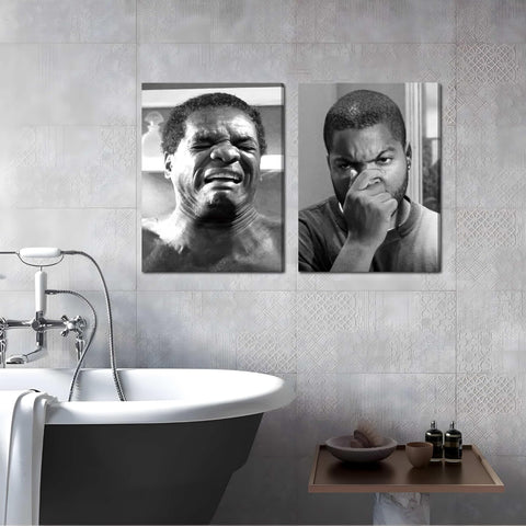 ZNHART framed black and white bathroom poster for vintage cinema vibe.