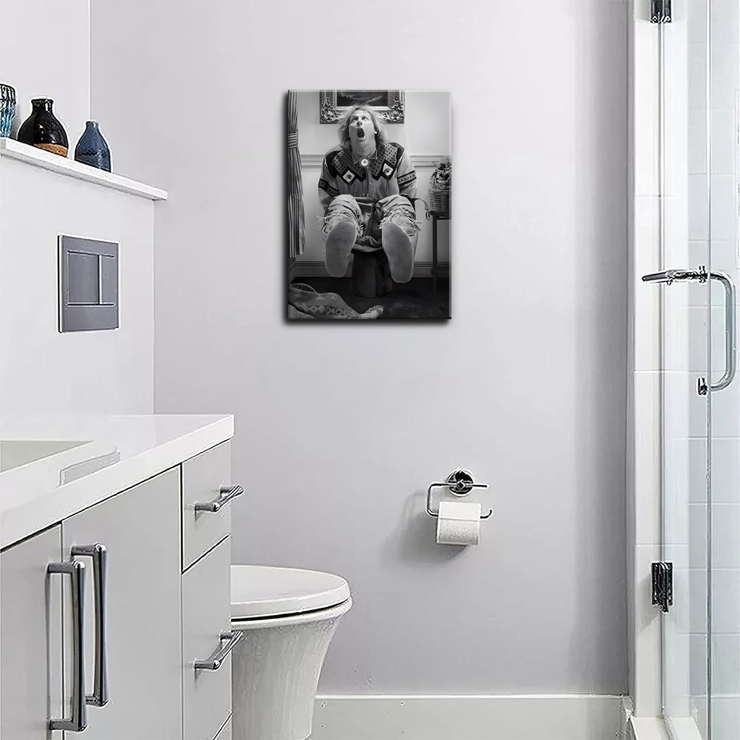 ZNHART toilet-scene canvas for a fun, conversational focal point.