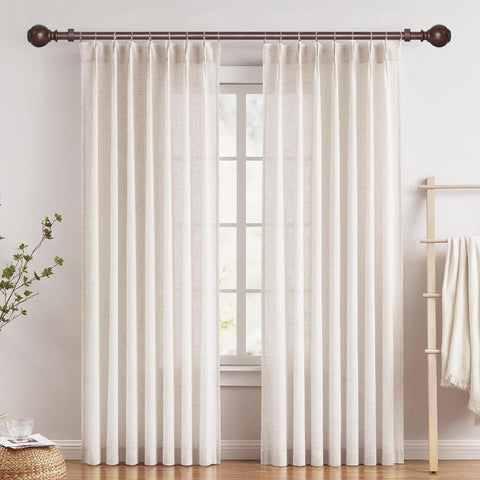 ZNONOX wood curtain rod 1-inch diameter shows sturdy construction supports light to heavy drapes.