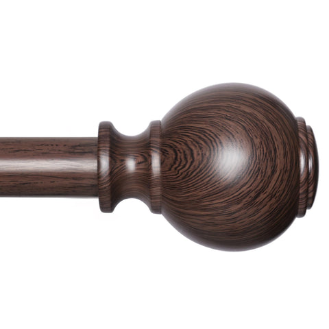 ZNONOX wood curtain rod bronze finish close-up highlighting natural wood grain and stylish decor.