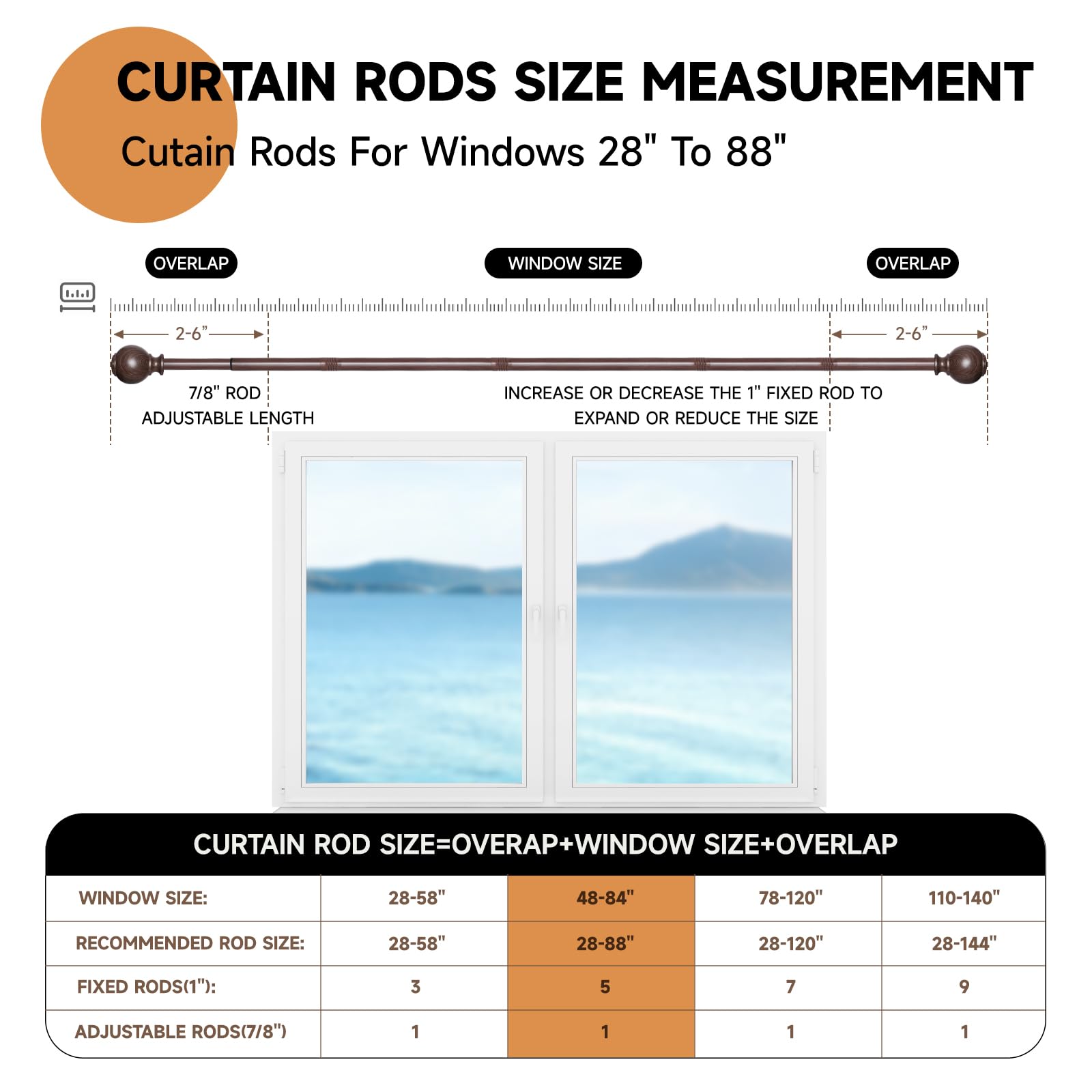 ZNONOX wood curtain rod ideal for patio outdoor use.