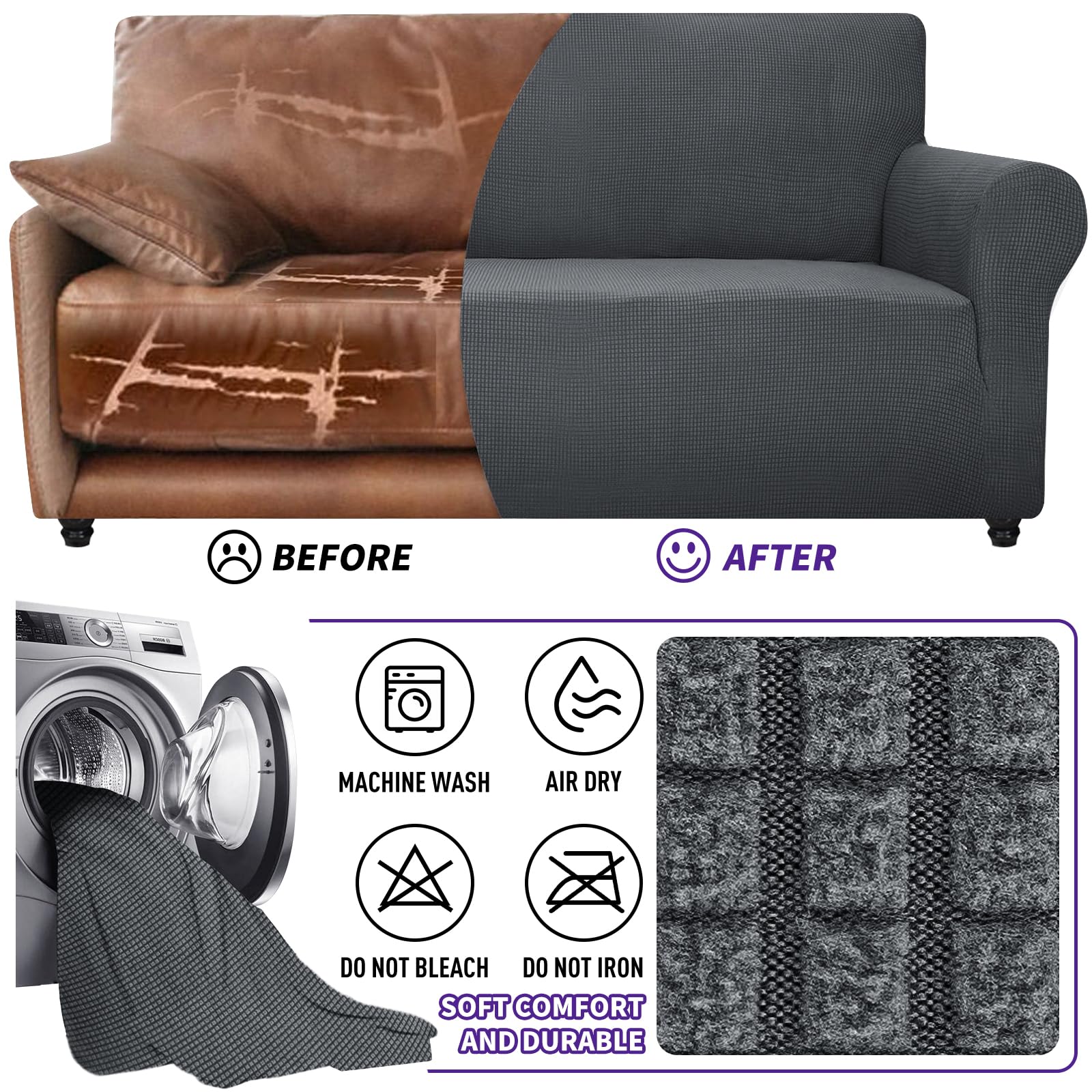 ZNSAYOTX elastic-edge slipcover stays neatly in place.