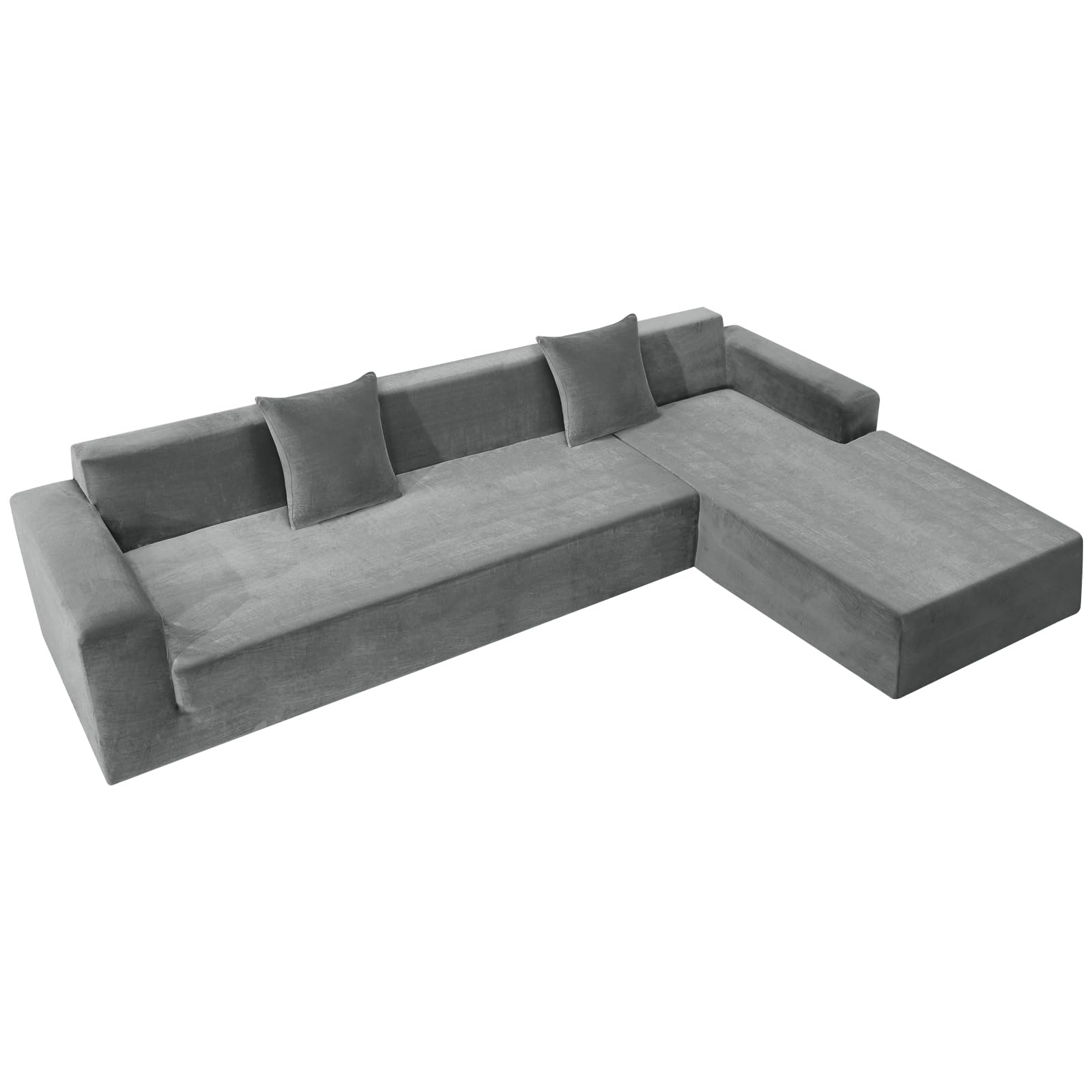 Simple installation guide for a snug ZNSAYOTX velvet slipcover on a sectional