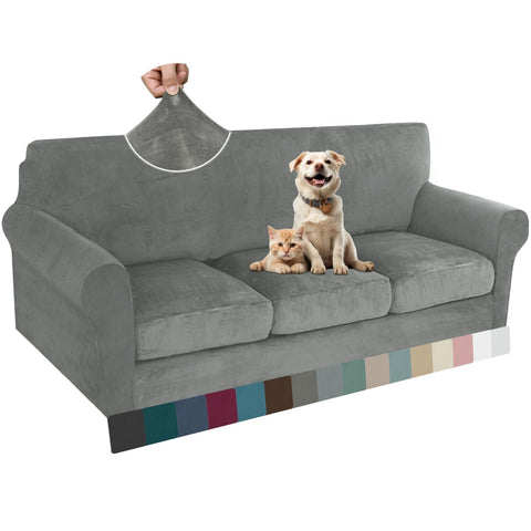 ZNSAYOTX luxury velvet sofa cover base demonstrates a snug, protective fit.