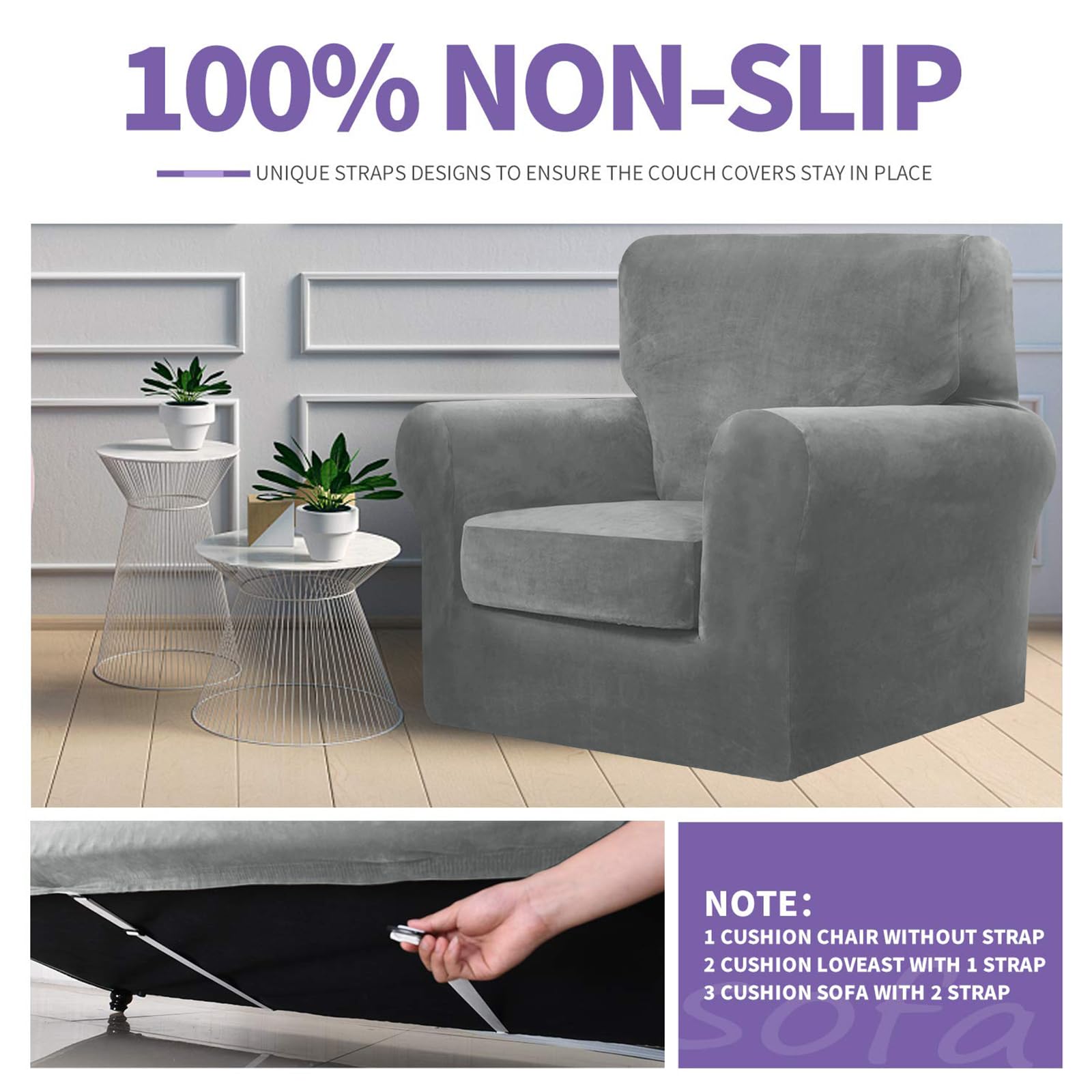 ZNSAYOTX anti slip bottom image shows stable sofa protection.