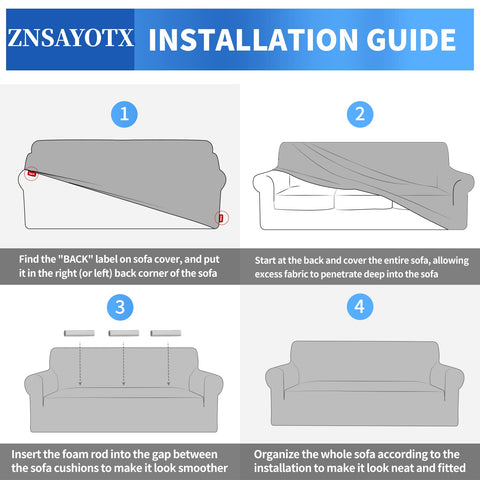 ZNSAYOTX size guide helps select the right loveseat slipcover