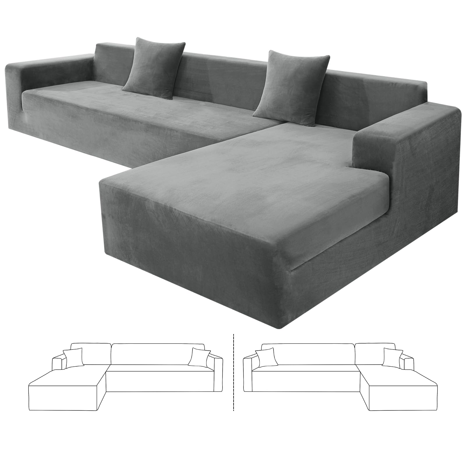 ZNSAYOTX soft velvet sectional cover on a 3-seat sofa in grey enhances comfort and renewal