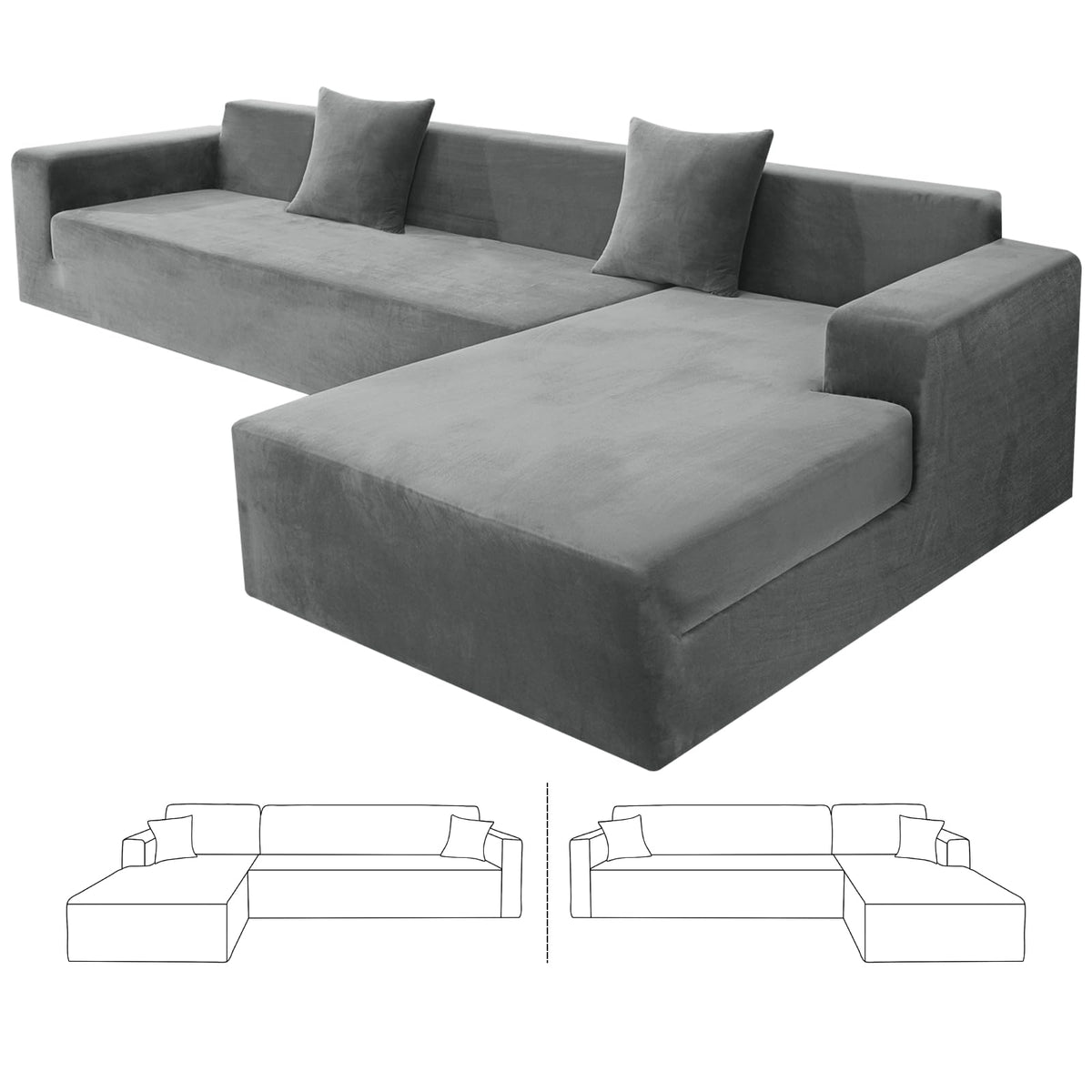 ZNSAYOTX soft velvet sectional cover on a 3-seat sofa in grey enhances comfort and renewal