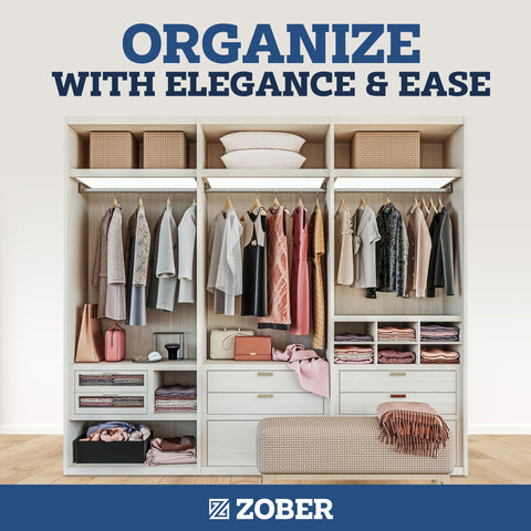 Zober space-efficient design helps maximize closet capacity and organization.