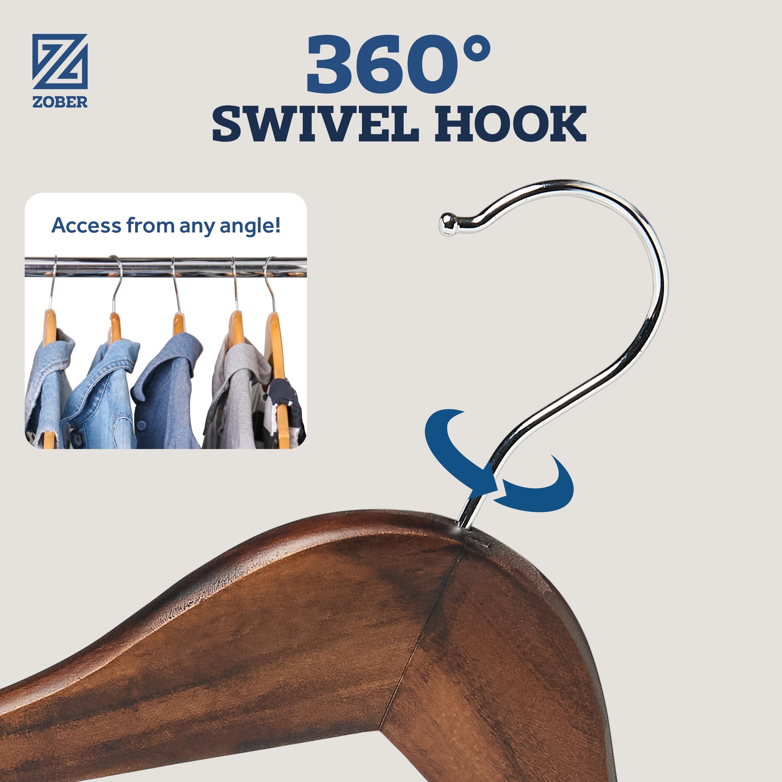 Zober coat hanger on rack suitable for outerwear and suits