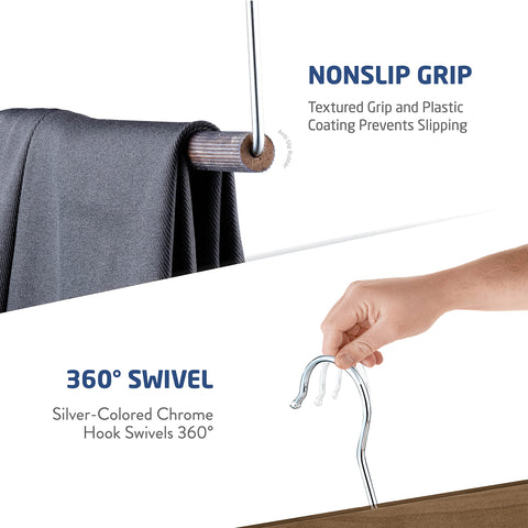 ZOBER 360° hook enables versatile hanging in any closet.