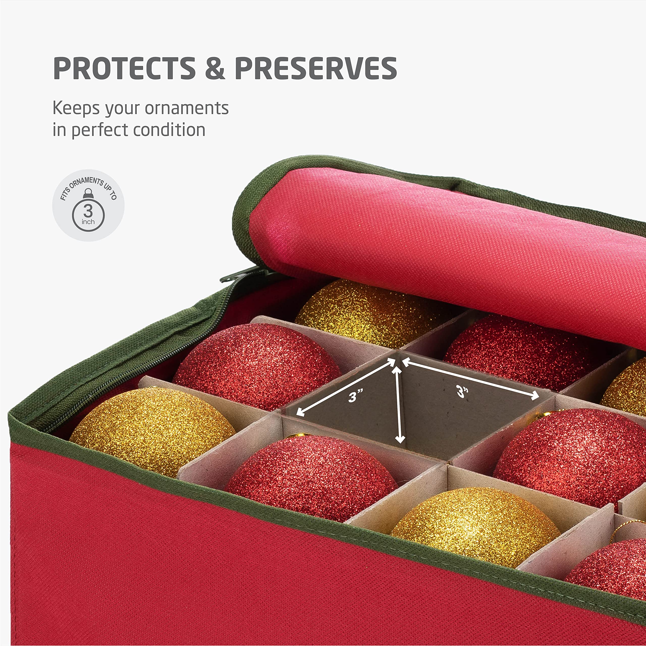 ZOBER festive red finish adds holiday flair while organizing belongings.