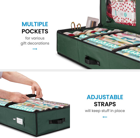 ZOBER gift wrap organizer flat-pack design saves space when stored.
