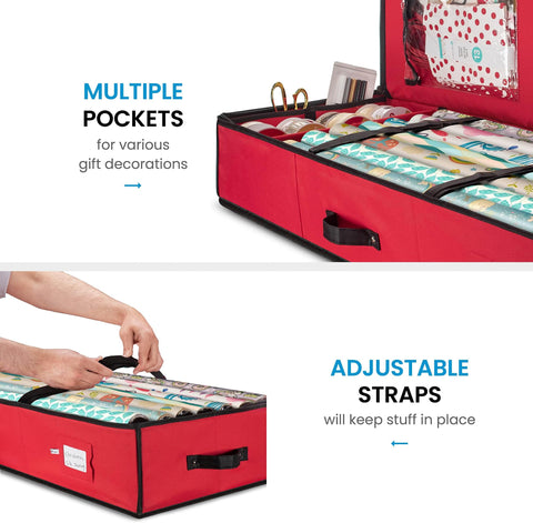 ZOBER gift wrap organizer roll capacity chart image demonstration