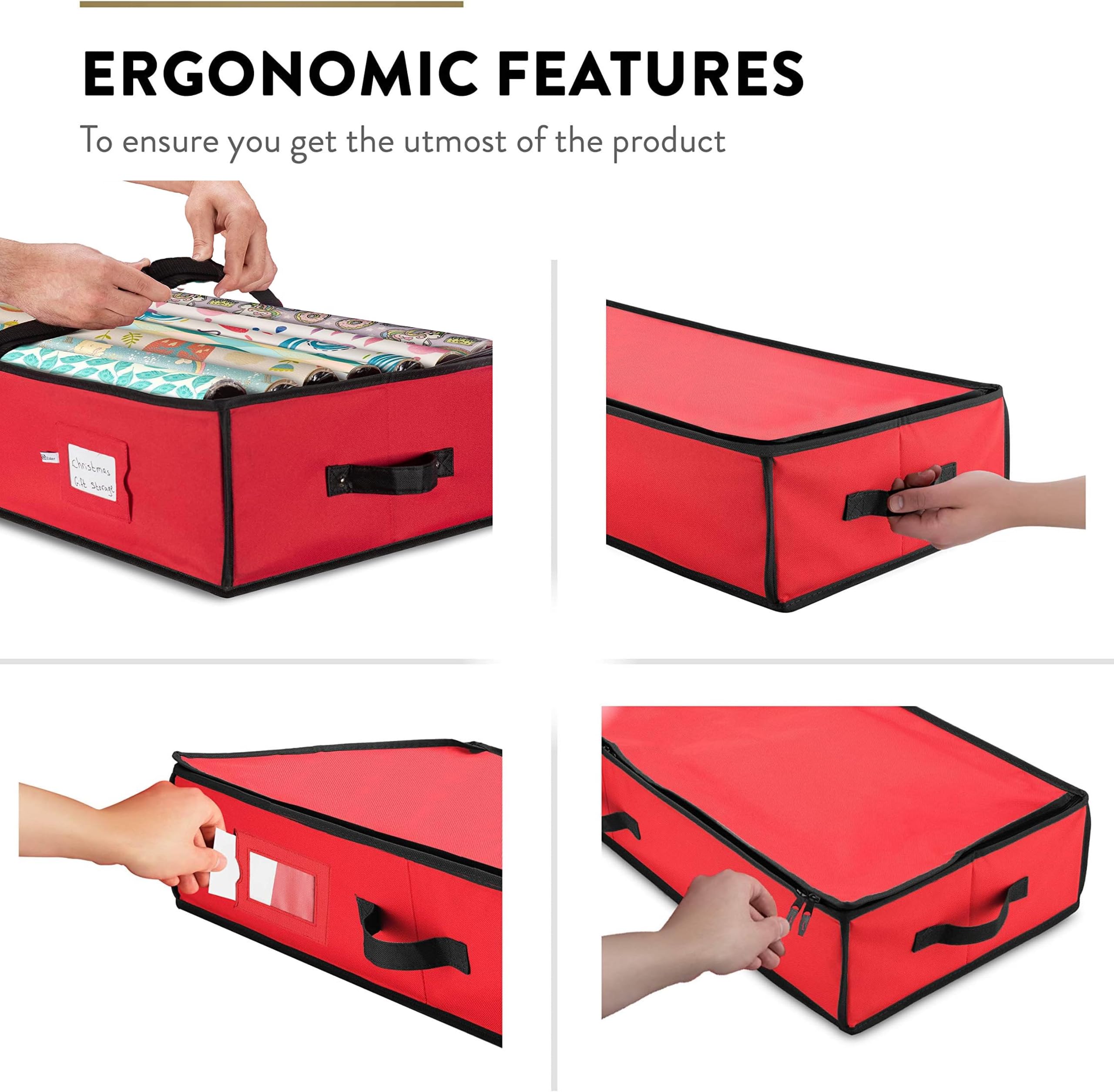 ZOBER gift wrap organizer under-bed storage friendly slim profile