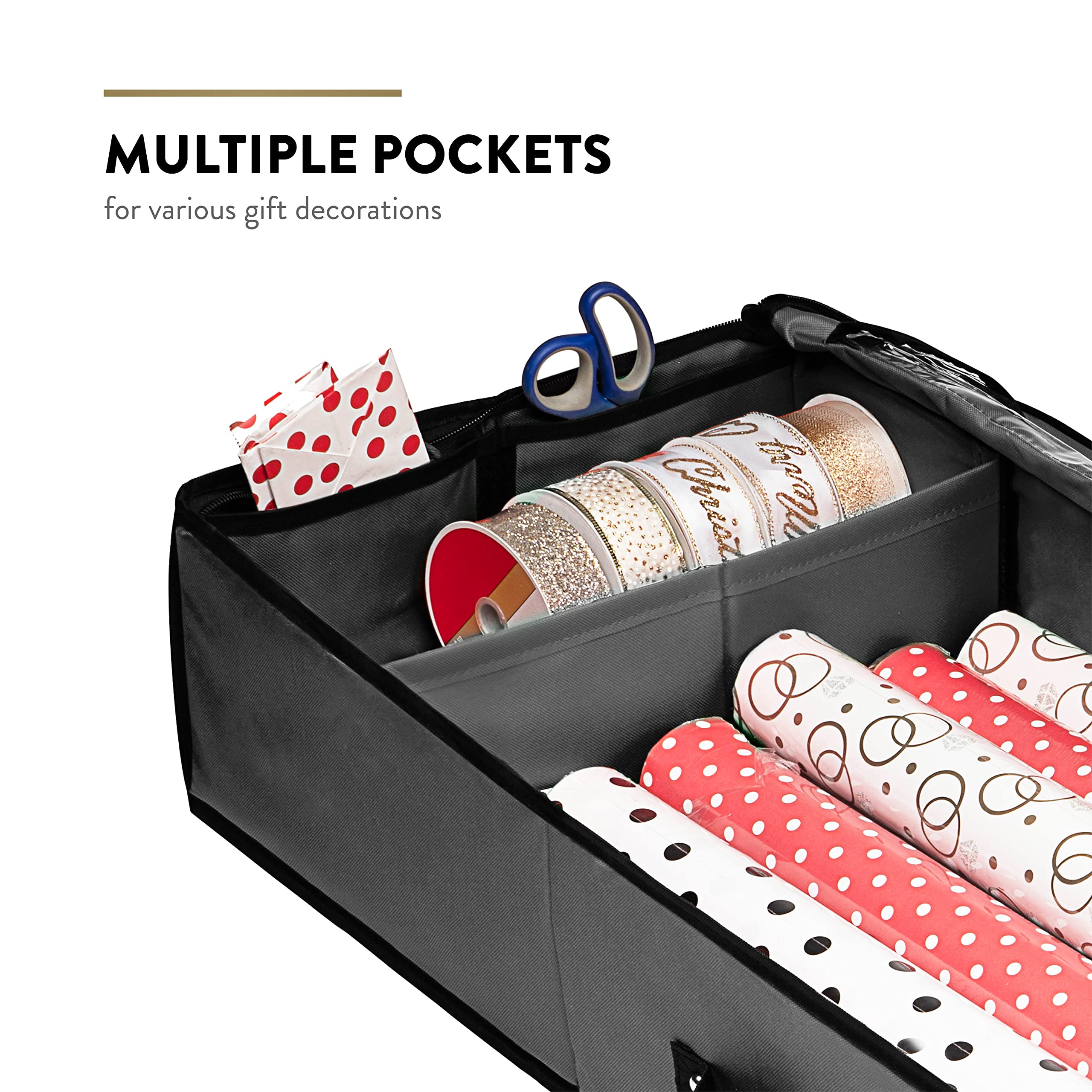 ZOBER collapsible gift wrap organizer stores flat when not in use