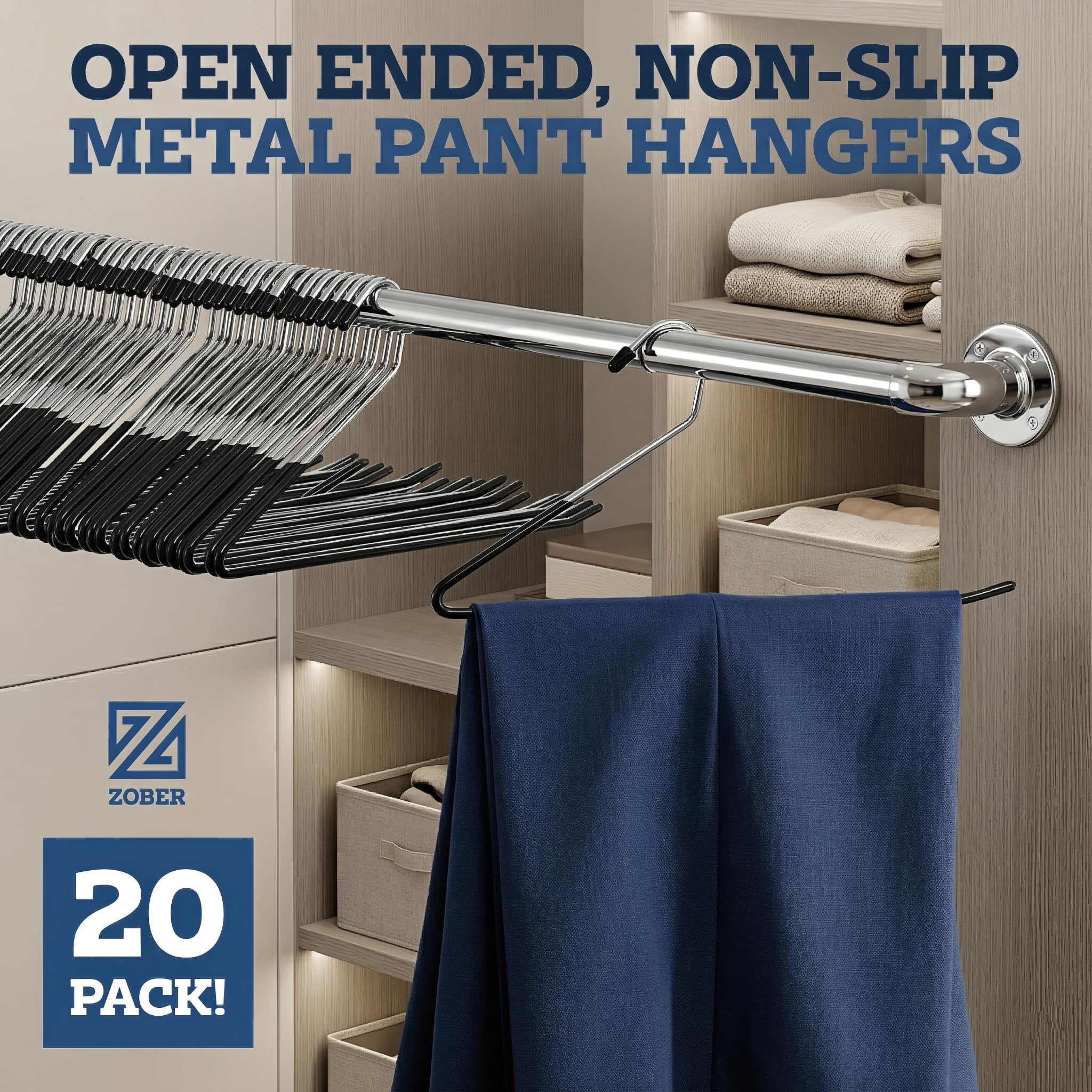 Zober hangers with rubber coating prevent slipping and creasing on fabrics.