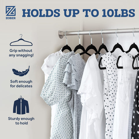 ZOBER slim design saves closet space while keeping clothes orderly.