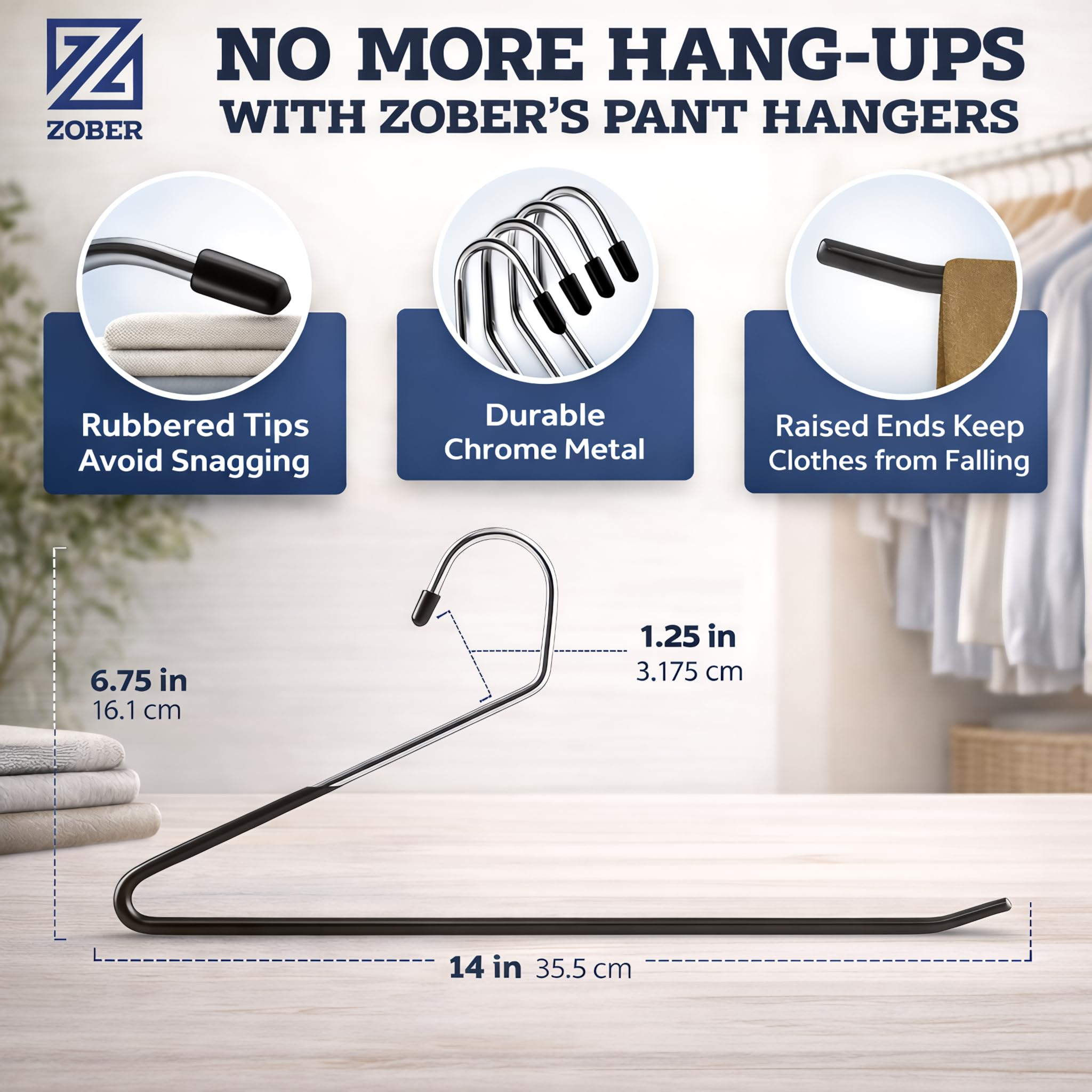 Zober space-saving closet hangers maximize storage and organization.