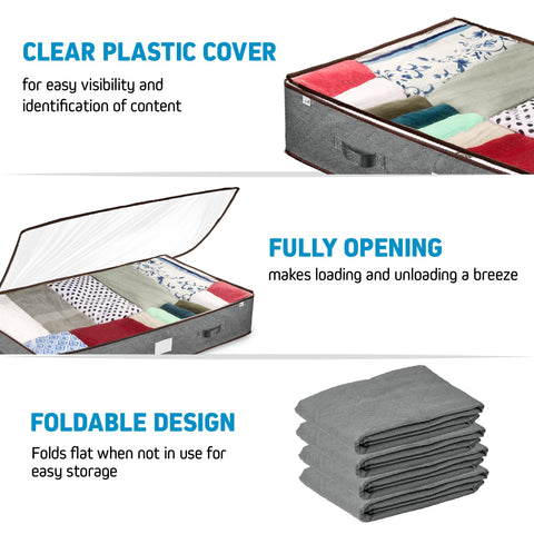 Zober gray under bed storage bin highlighting foldable design to save space when not in use.