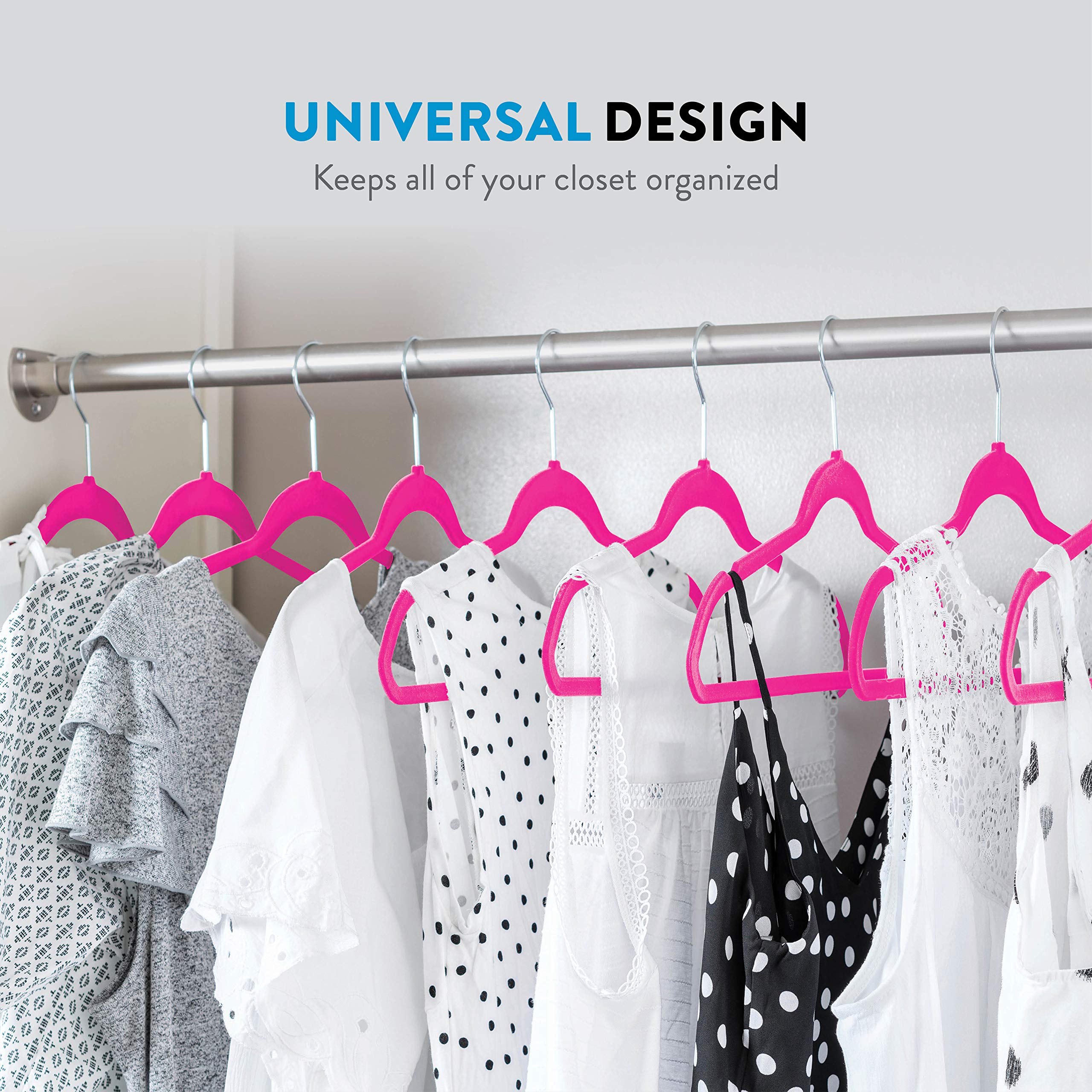 ZOBER hangers with connected bar organizing pants and shirts