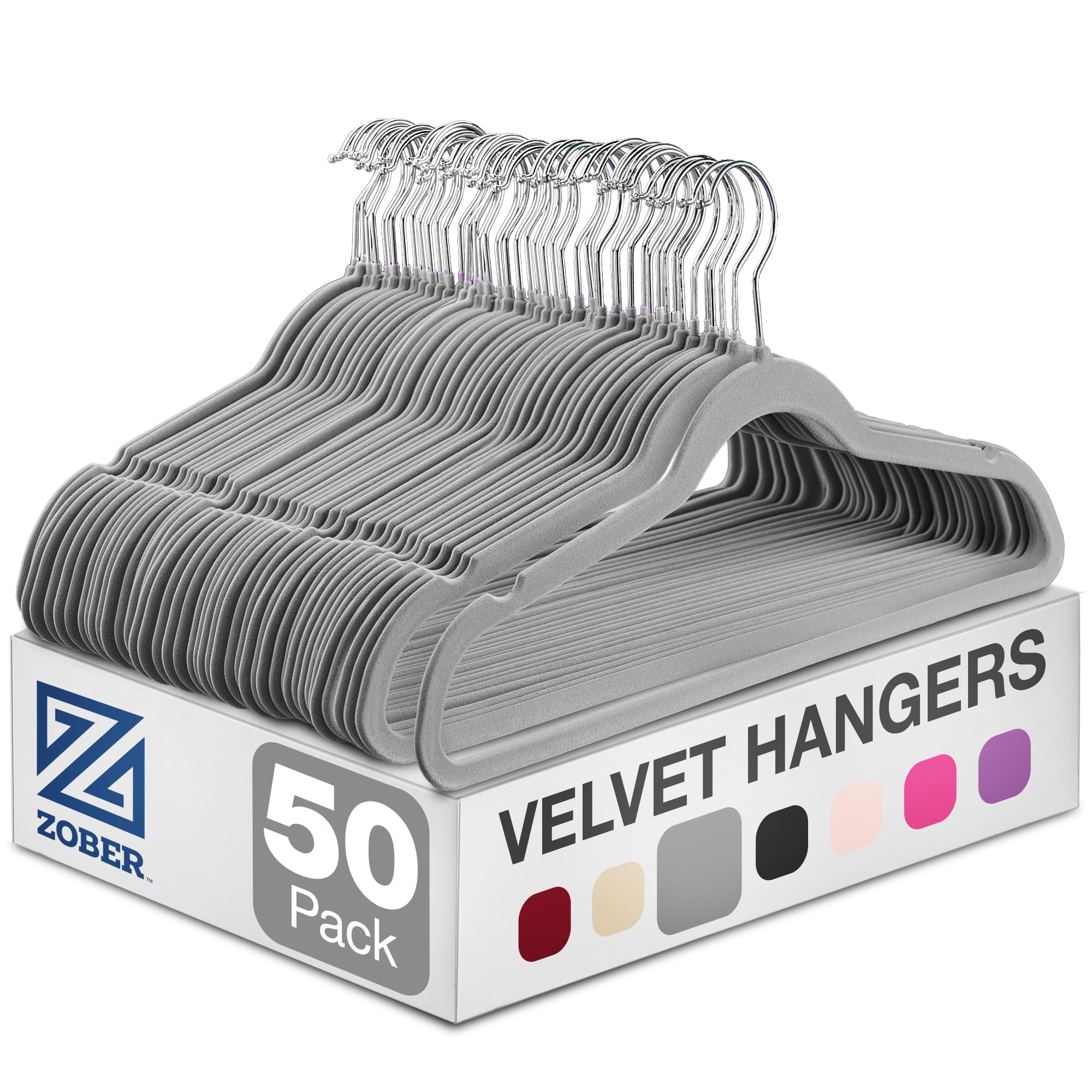 ZOBER velvet hangers for coats with non-slip grip.