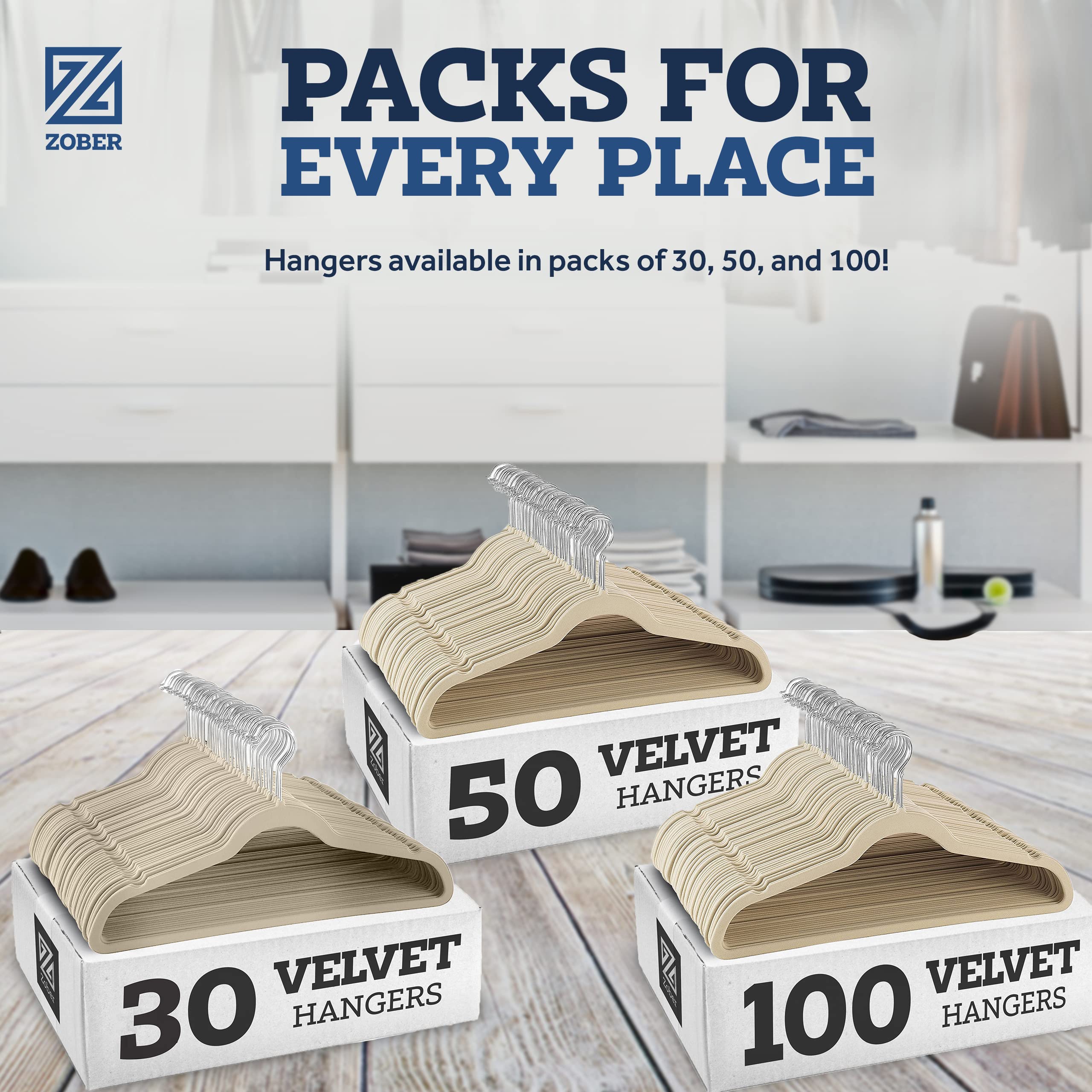ZOBER velvet ivory connected bar for pants or suits