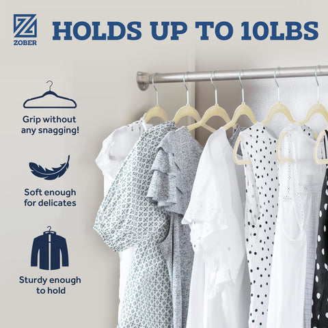ZOBER velvet ivory dress hanger helps delicate tops maintain shape