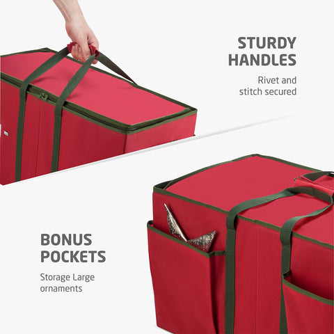 ZOBER water-resistant, tear-proof material protects ornaments during seasonal storage.