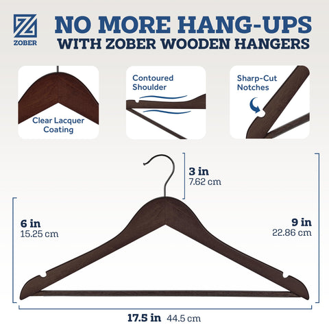 Zober wooden hangers bar for pants providing stable support for trousers