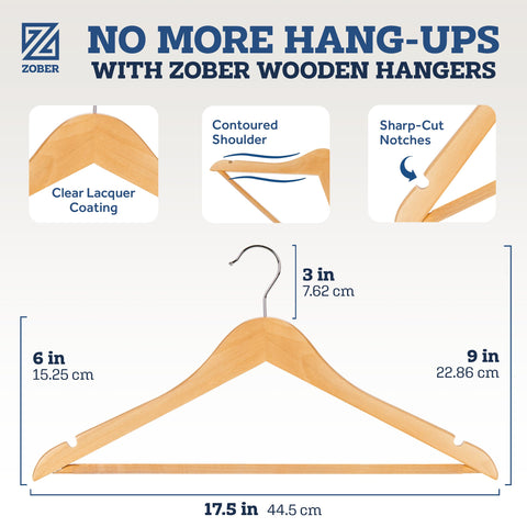 ZOBER contoured shoulder prevents bumps on shirts.