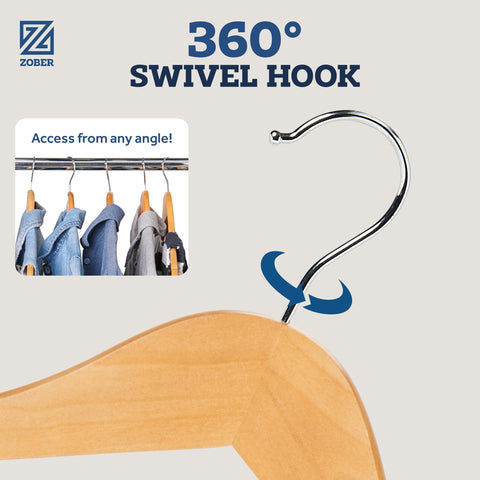 ZOBER durable finish withstands heavy jackets and dresses.