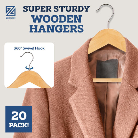 ZOBER hanger with pant bar grips trousers securely for neat sets.