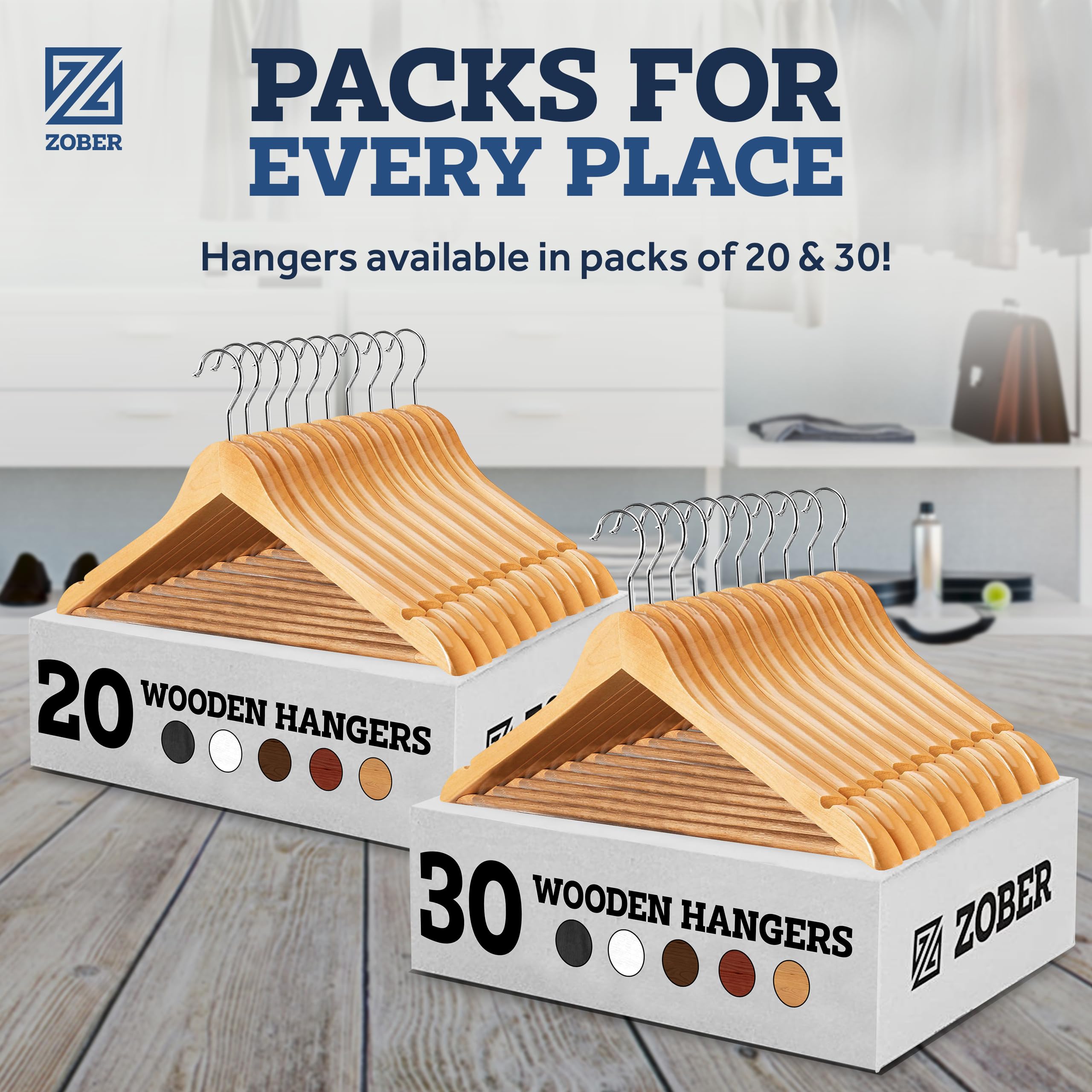 ZOBER hangers keep suits and dresses neatly presented.