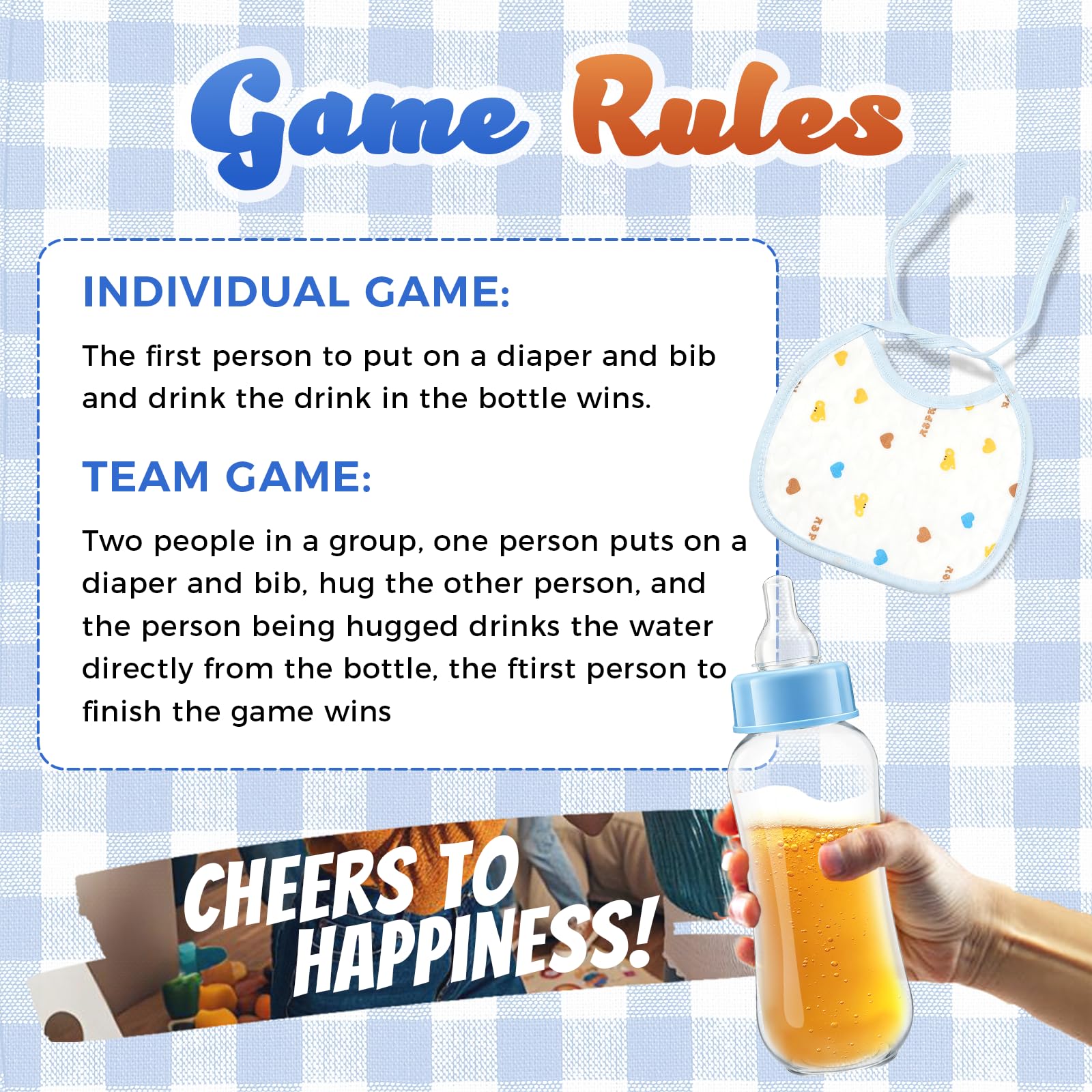 ZOCONE game card for baby shower with clear instructions and fun prompts.