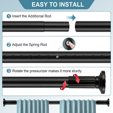 ZOCONE tension rod end caps provide strong grip for durable, rust-resistant curtain support.