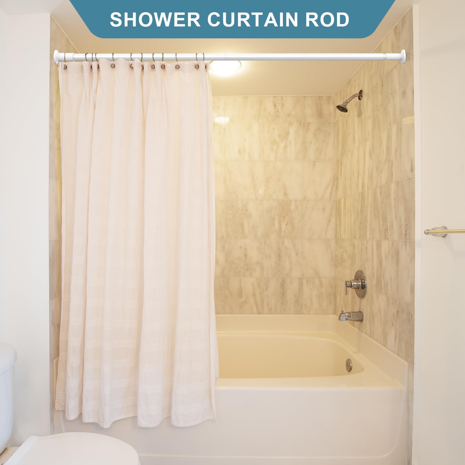 ZOCONE tension rod includes rings and brackets for flexible hanging.