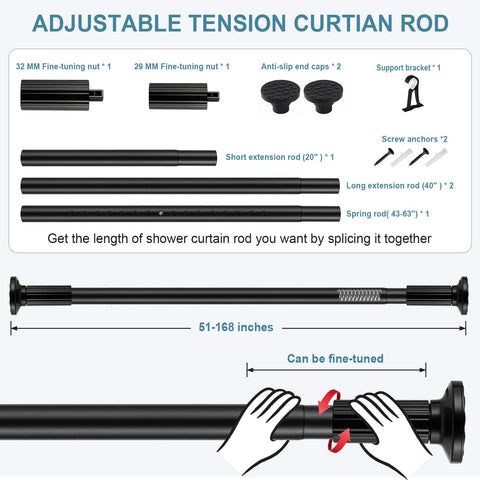 ZOCONE tension rod installation steps shown for quick secure setup without tools.