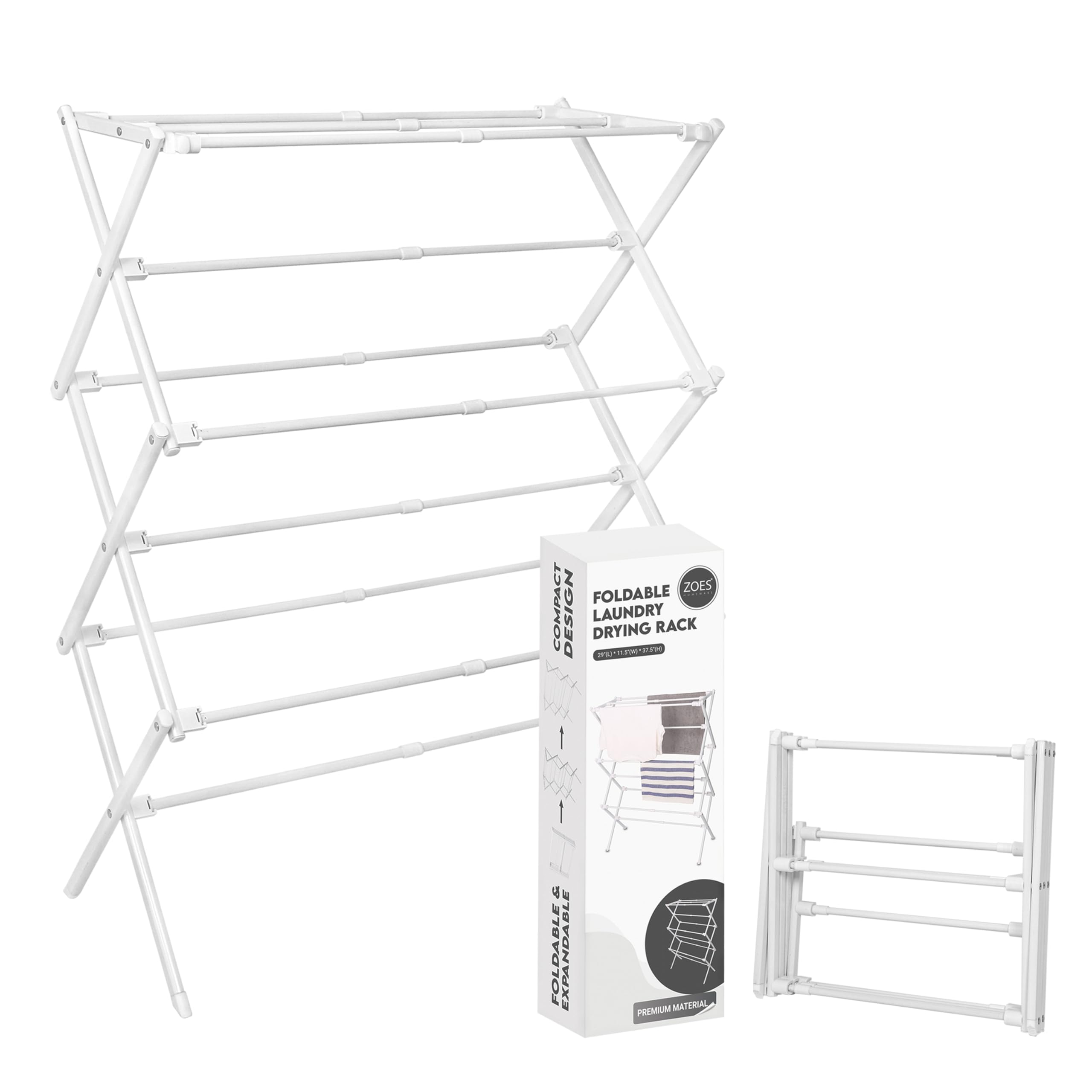 ZOES HOMEWARE 2026 enhanced drying rack, fully assembled for quick laundry setup.