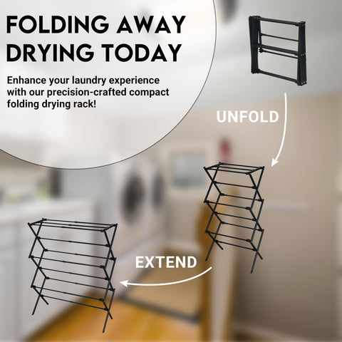 ZOES HOMEWARE compact-folded-drying-rack stored behind a cabinet door