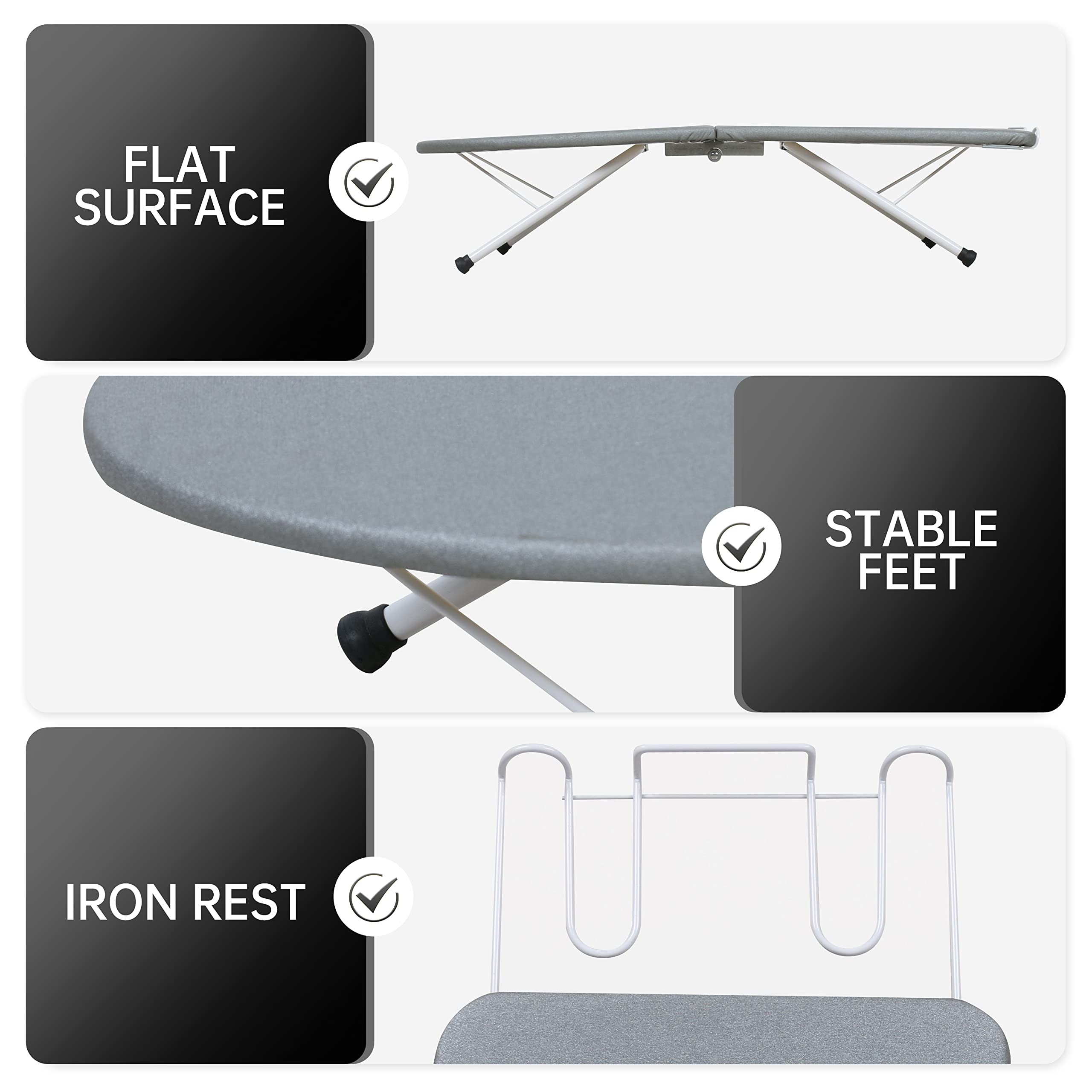 ZOES HOMEWARE damped folding hinges enable one-step folding and compact storage.