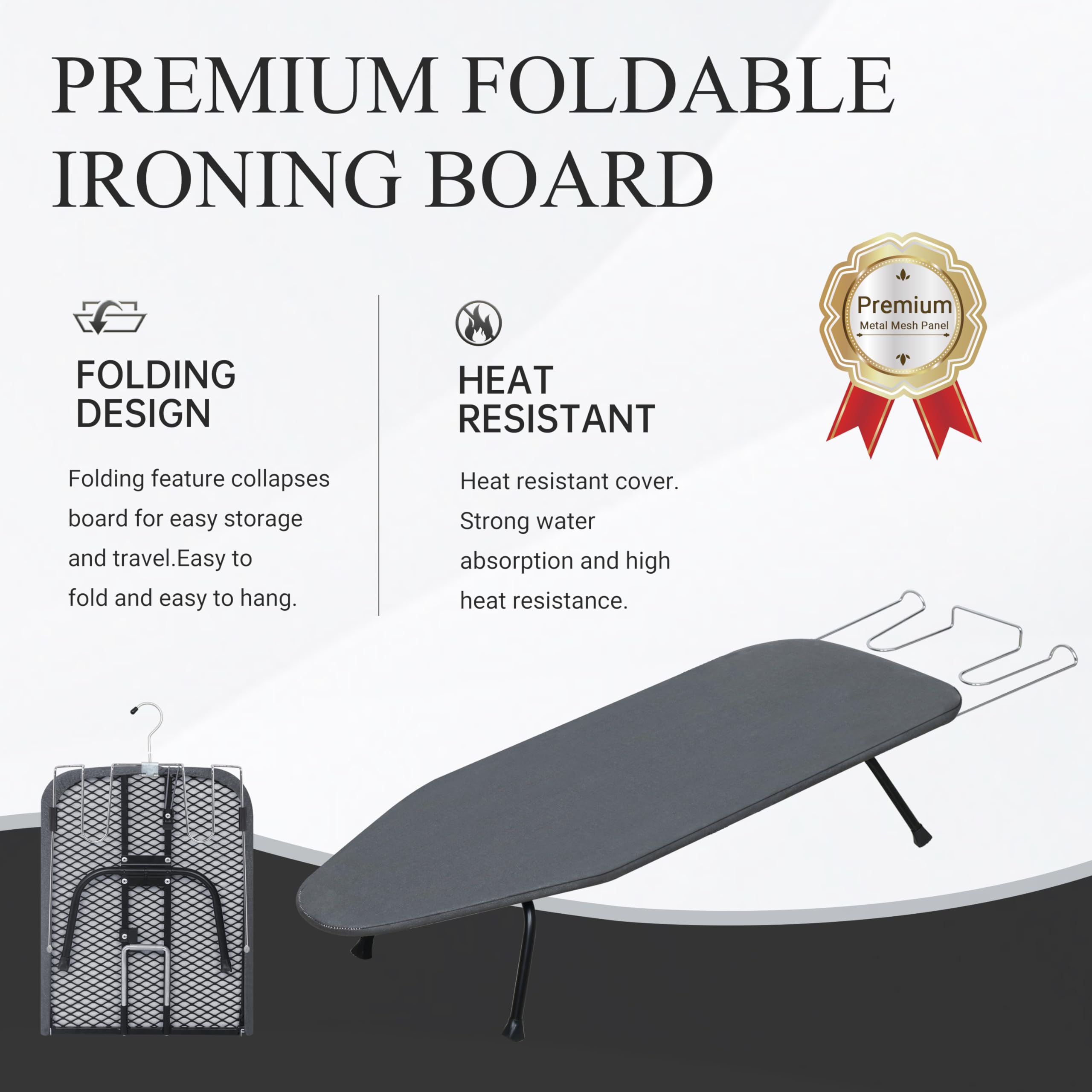 ZOES HOMEWARE foldable ironing board enabling compact storage and quick setup