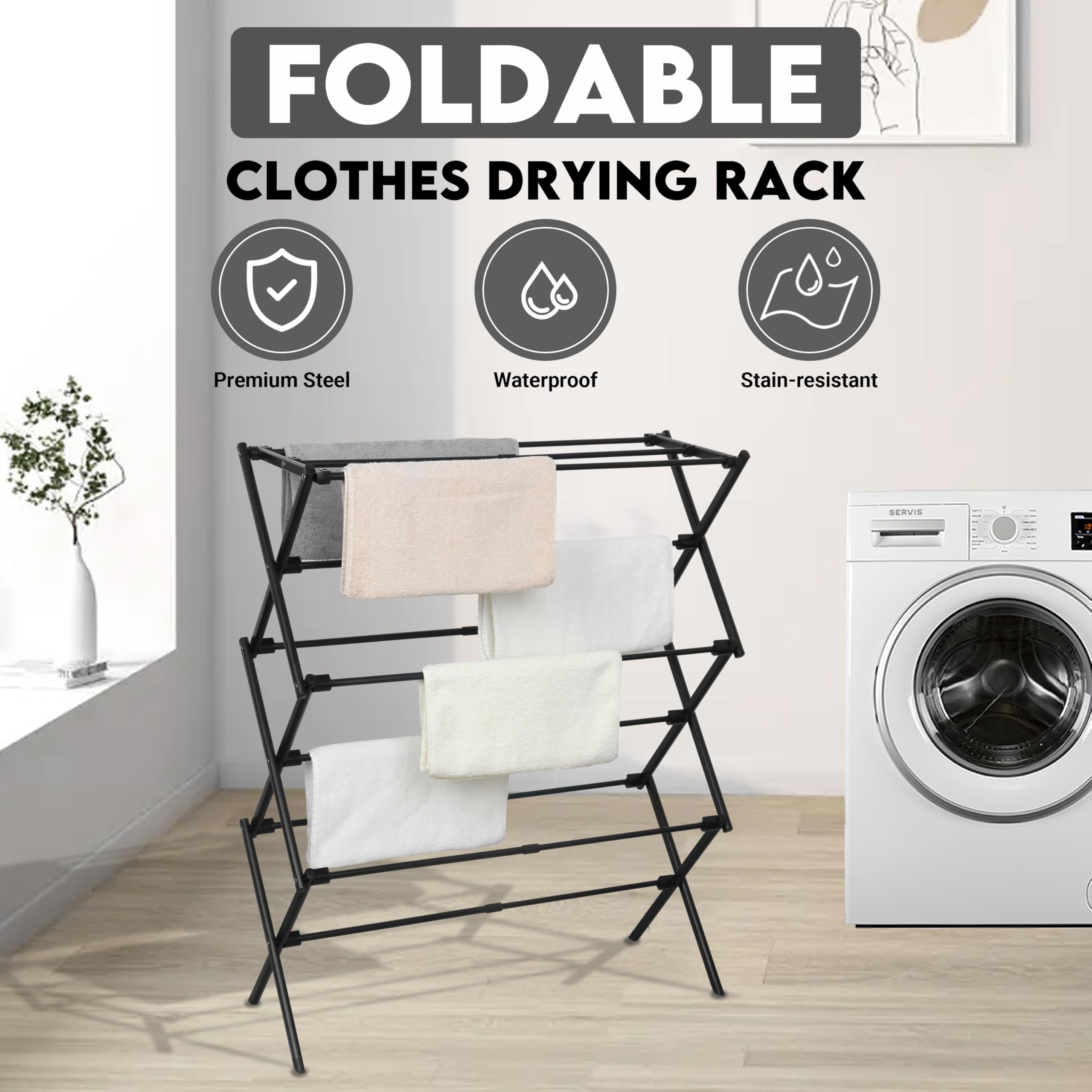 ZOES HOMEWARE indoor-outdoor-drying-rack placed on a balcony for air drying